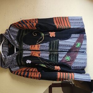 Rising International Black and White Patterned Hoodie Fall Winter Halloween